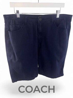 COACH Men’s Navy Blue Denim Chino Bermuda Shorts Size 38 Authentic 